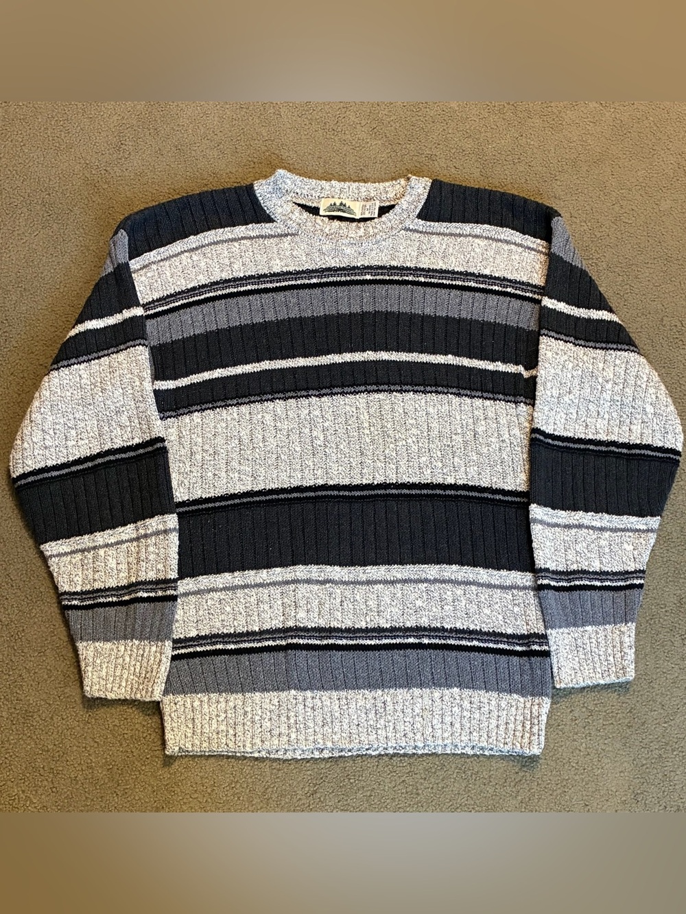Vintage Timber Trail Men’s Knit Striped Sweater Size Medium Grandpa Cardigan